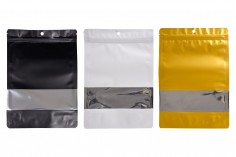 Aluminijumske DoyPack kesice sa zip zatvaranjem, prozorom, ovalnim dnom i sa mogućnošću termo lepljenja 180x40x260mm - 100kom