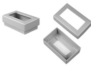 Papirna srebrna kutija 81x50x28 mm za poklone, sa prozorom - 50 kom