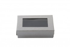 Papirna srebrna kutija 80x50x26mm, sa prozorom i penastim punjenjem - 12 kom
