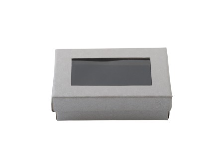 Papirna srebrna kutija 80x50x26mm, sa prozorom i penastim punjenjem - 12 kom-1