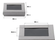 Papirna srebrna kutija 80x50x26mm, sa prozorom i penastim punjenjem - 12 kom