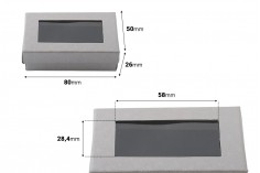 Papirna srebrna kutija 80x50x26mm, sa prozorom i penastim punjenjem - 12 kom