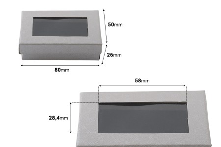 Papirna srebrna kutija 80x50x26mm, sa prozorom i penastim punjenjem - 12 kom-3