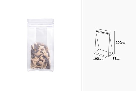 Providne DoyPack kesice sa zip zatvaranjem, četvrtastim dnom i sa mogućnošću termo zatvaranja 100x55x200mm - 50kom-dimenzije_slike