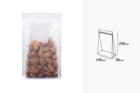 Providne DoyPack kesice sa zip zatvaranjem, četvrtastim dnom i sa mogućnošću termo zatvaranja 140x60x240mm - 50kom-dimenzije_slike