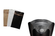 Aluminijumske DoyPack kesice 95x55x185 mm sa ventilom, kraft spoljnom oblogom, sigurnosnom tračicom i zipom, na termo zatvaranje, idealne za kafu - 25kom