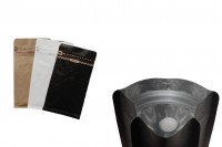 Aluminijumske DoyPack kesice 95x55x185 mm sa ventilom, kraft spoljnom oblogom, sigurnosnom tračicom i zipom, na termo zatvaranje, idealne za kafu - 25kom
