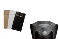 Aluminijumske DoyPack kesice sa ventilom, kraft spoljnom oblogom, sigurnosnom tračicom i zipom, na termo zatvaranje, idealne za kafu 95x55x185 mm - 25kom