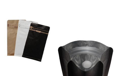 Aluminijumske DoyPack kesice 95x55x185 mm sa ventilom, kraft spoljnom oblogom, sigurnosnom tračicom i zipom, na termo zatvaranje, idealne za kafu - 25kom-slika_proizvoda