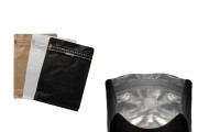 Aluminijumske DoyPack kesice 125x65x195 mm sa ventilom, kraft spoljnom oblogom, sigurnosnom tračicom i zipom, na termo zatvaranje, idealne za kafu - 25kom