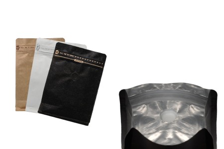 Aluminijumske DoyPack kesice 125x65x195 mm sa ventilom, kraft spoljnom oblogom, sigurnosnom tračicom i zipom, na termo zatvaranje, idealne za kafu - 25kom-slika_proizvoda