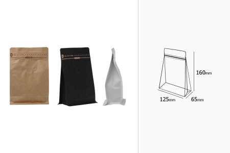 Aluminijumske DoyPack kesice 125x65x195 mm sa ventilom, kraft spoljnom oblogom, sigurnosnom tračicom i zipom, na termo zatvaranje, idealne za kafu - 25kom-dimenzije_slike