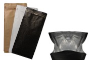 Aluminijumske DoyPack kesice 145x100x335 mm sa ventilom, kraft spoljnom oblogom, sigurnosnom tračicom i zipom, na termo zatvaranje, idealne za kafu - 25kom