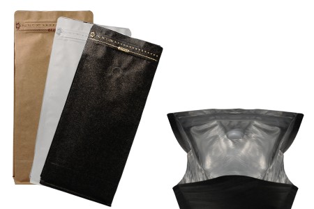 Aluminijumske DoyPack kesice 145x100x335 mm sa ventilom, kraft spoljnom oblogom, sigurnosnom tračicom i zipom, na termo zatvaranje, idealne za kafu - 25kom-slika_proizvoda