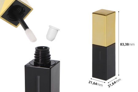 Crna tubica za sjaj za usne 5mL sa zlatnim zatvaračem - 5 kom-dimenzije_slike