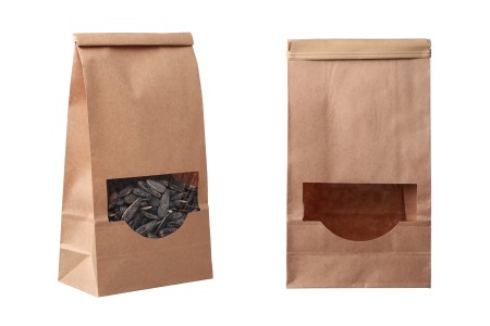 Papirna kraft kesa 120x60x245mm sa prozorom i žicom za zatvaranje (tin-tie) - 50 kom-1