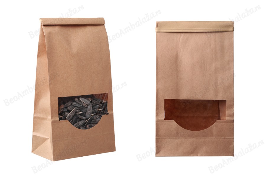 Papirna kraft kesa 120x60x245mm sa prozorom i žicom za zatvaranje (tin-tie) - 50 kom-slika_proizvoda