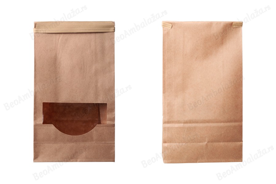 Papirna kraft kesa 120x60x245mm sa prozorom i žicom za zatvaranje (tin-tie) - 50 kom-dimenzije_slike