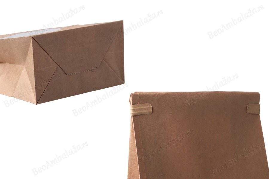 Papirna kraft kesa 120x60x245mm sa prozorom i žicom za zatvaranje (tin-tie) - 50 kom-
