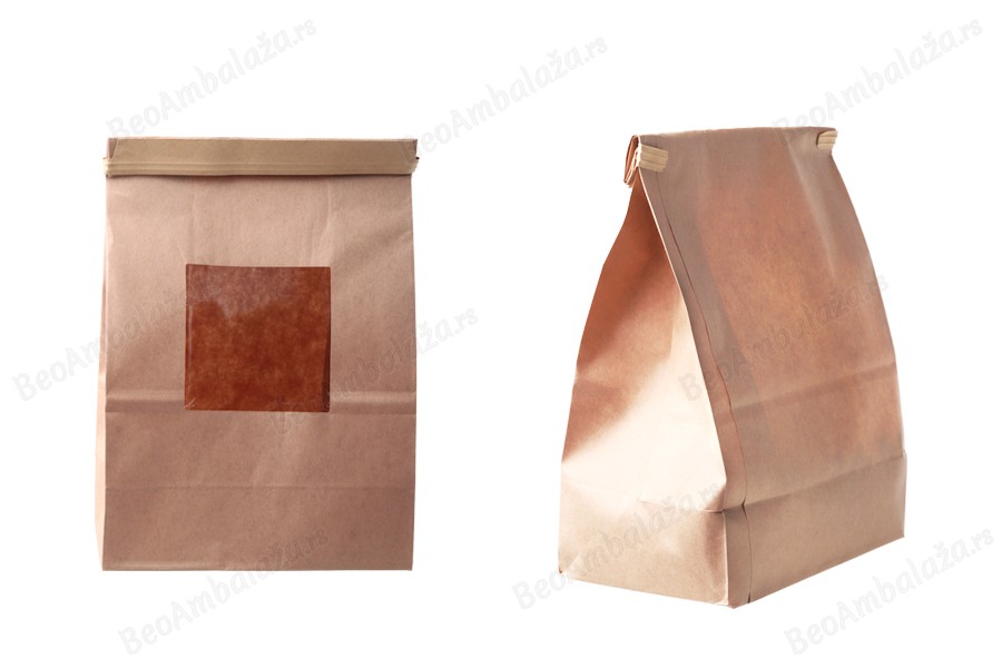 Papirna kraft kesa 150x80x225mm sa prozorom i žicom za zatvaranje (tin-tie) - 50 kom-dimenzije_slike