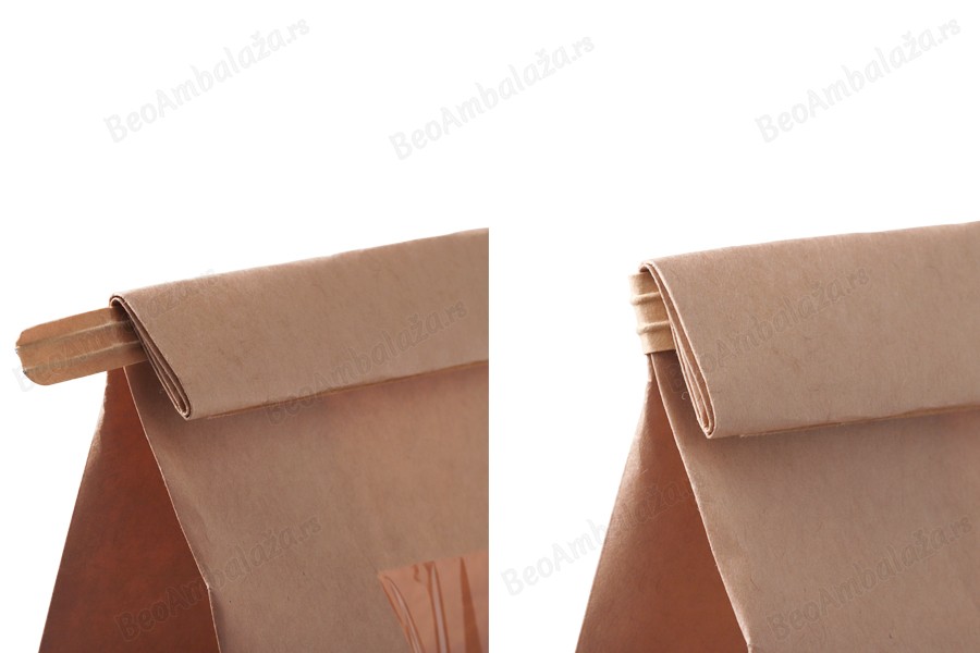 Papirna kraft kesa 150x80x225mm sa prozorom i žicom za zatvaranje (tin-tie) - 50 kom-grupa_slika