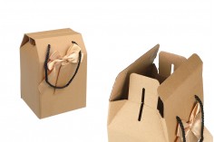 Papirna kraft poklon kutija - torbica 140x120x210 mm sa mašnom i ručkom - 12 kom