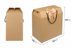 Papirna kraft poklon kutija - torbica 250x160x305 mm sa mašnom i ručkom - 12 kom