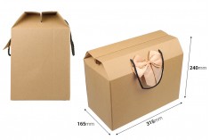 Papirna kraft poklon kutija - torbica 315x165x240 mm sa mašnom i ručkom - 12 kom