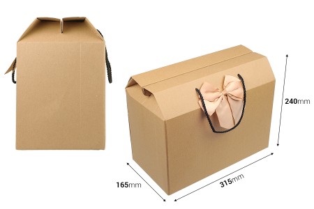 Papirna kraft poklon kutija - torbica 315x165x240 mm sa mašnom i ručkom - 12 kom-dimenzije_slike