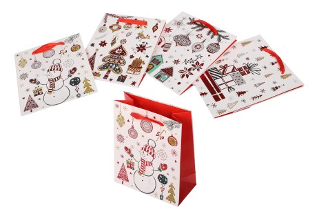 Ukrasna papirna kesa 140x70x170 mm sa novogodišnjim motivima- 12 kom-grupa_slika