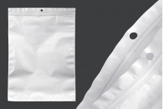 Plastične bele kesice sa zip zatvaranjem 240x340 mm, sa otvorom za kačenje i mogućnošću termo zatvaranja - 100 kom