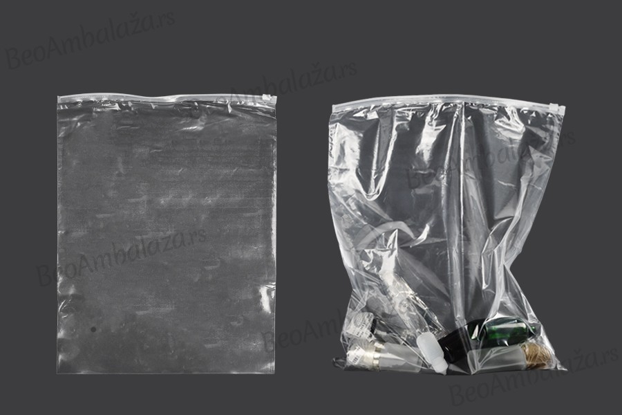 Transparentna plastična kesica 350x450 mm sa belim patent zatvaranjem- 50kom