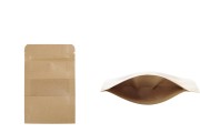 Kraft DoyPack kesice sa zip zatvaranjem i prozorom, unutrašnjom i spoljašnjom providnom oblogom, ovalnim dnom i sa mogućnošću termo zatvaranja  90x30x140mm – 100kom