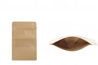 Kraft DoyPack kesice sa zipom, prozorom i ovalnim dnom 90x30x140mm – 100kom