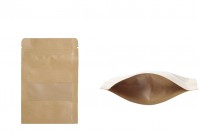 Kraft DoyPack kesice sa zipom, prozorom i ovalnim dnom 100x30x150mm – 100kom