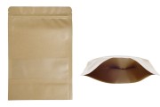 Kraft DoyPack kesice 170x40x240mm sa zip zatvaranjem i prozorom, unutrašnjom i spoljašnjom providnom oblogom, ovalnim dnom i sa mogućnošću termo zatvaranja – 100kom