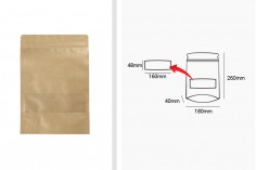 Kraft DoyPack kesice sa zip zatvaranjem i prozorom, unutrašnjom i spoljašnjom providnom oblogom, ovalnim dnom i sa mogućnošću termo zatvaranja 180x40x260 mm - 100 kom 