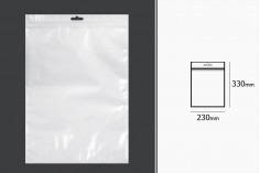 Plastične zip kesice 230x330mm, belom zadnjom, providnom prednjom stranom i eurohole otvorom- 100kom