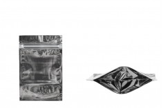 Aluminijumske DoyPack kesice 90x30x140mm sa zipom, transparentnom prednjom stranom, ovalnim dnom i sa mogućnošću termo zatvaranja – 100kom
