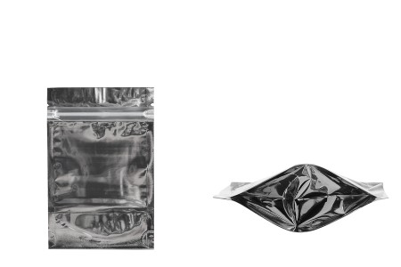 Aluminijumske DoyPack kesice 90x30x140mm sa zipom, transparentnom prednjom stranom, ovalnim dnom i sa mogućnošću termo zatvaranja – 100kom-slika_proizvoda