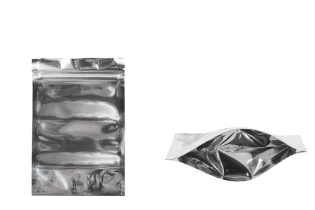 Aluminijumske DoyPack kesice 100x30x150mm sa zipom, transparentnom prednjom stranom, ovalnim dnom i sa mogućnošću termo zatvaranja – 100kom-slika_proizvoda