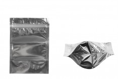 Aluminijumske DoyPack kesice 120x40x170mm sa zipom, transparentnom prednjom stranom, ovalnim dnom i sa mogućnošću termo zatvaranja  – 100kom