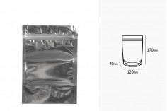 Aluminijumske DoyPack kesice sa zipom, transparentnom prednjom stranom, ovalnim dnom i sa mogućnošću termo zatvaranja 120x40x170mm – 100kom