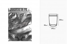 Aluminijumske DoyPack kesice 140x40x200mm sa zipom, transparentnom prednjom stranom, ovalnim dnom i sa mogućnošću termo zatvaranja - 100kom