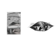 Aluminijumske DoyPack kesice 80x30x130mm sa zipom, transparentnom prednjom stranom, ovalnim dnom i sa mogućnošću termo zatvaranja – 100kom