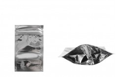 Aluminijumske DoyPack kesice sa zipom, transparentnom prednjom stranom, ovalnim dnom i sa mogućnošću termo zatvaranja  80x30x130mm – 100kom