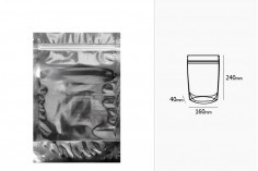 Aluminijumske DoyPack kesice 160x40x240mm sa zipom, transparentnom prednjom stranom, ovalnim dnom i sa mogućnošću termo zatvaranja – 100kom