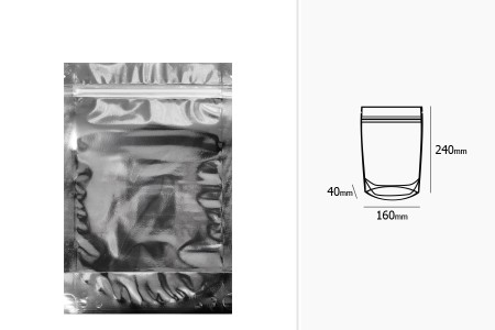 Aluminijumske DoyPack kesice 160x40x240mm sa zipom, transparentnom prednjom stranom, ovalnim dnom i sa mogućnošću termo zatvaranja – 100kom-dimenzije_slike