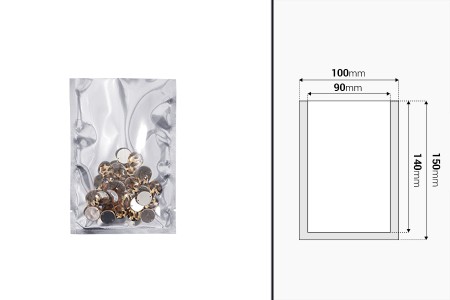 Aluminijumska kesa 100x150mm sa providnom prednjom stranom i mogućnošću toplotnog zatvaranja - 100 kom-dimenzije_slike