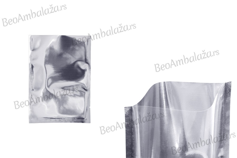 Aluminijumska kesa 110x160mm sa providnom prednjom stranom i mogućnošću toplotnog zatvaranja - 100 kom Aluminijumska kesa 110x160mm sa providnom prednjom stranom i mogućnošću toplotnog zatvaranja - 100 kom